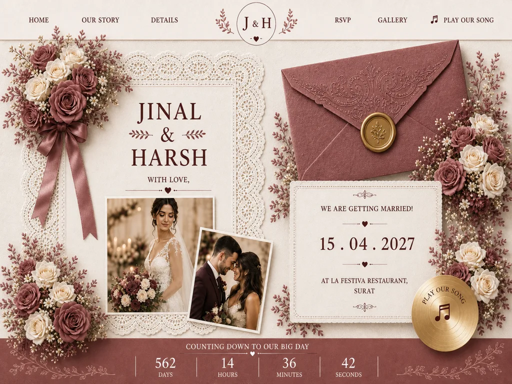 Blush Ivory wedding invitation template
