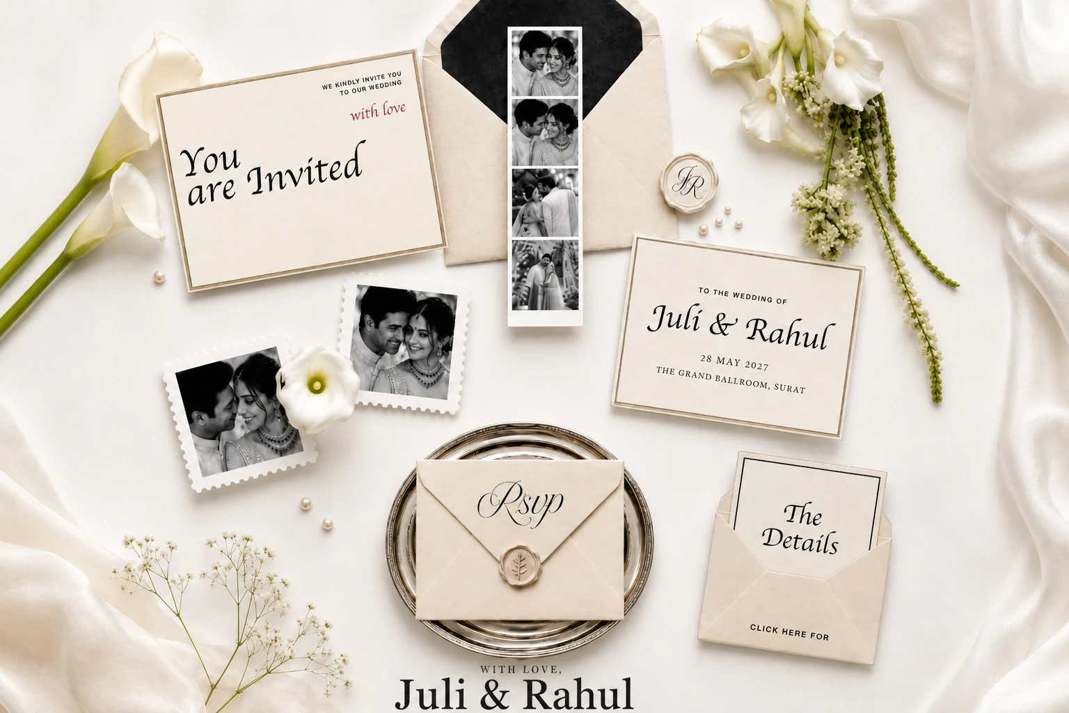Ivory Photobooth wedding invitation template