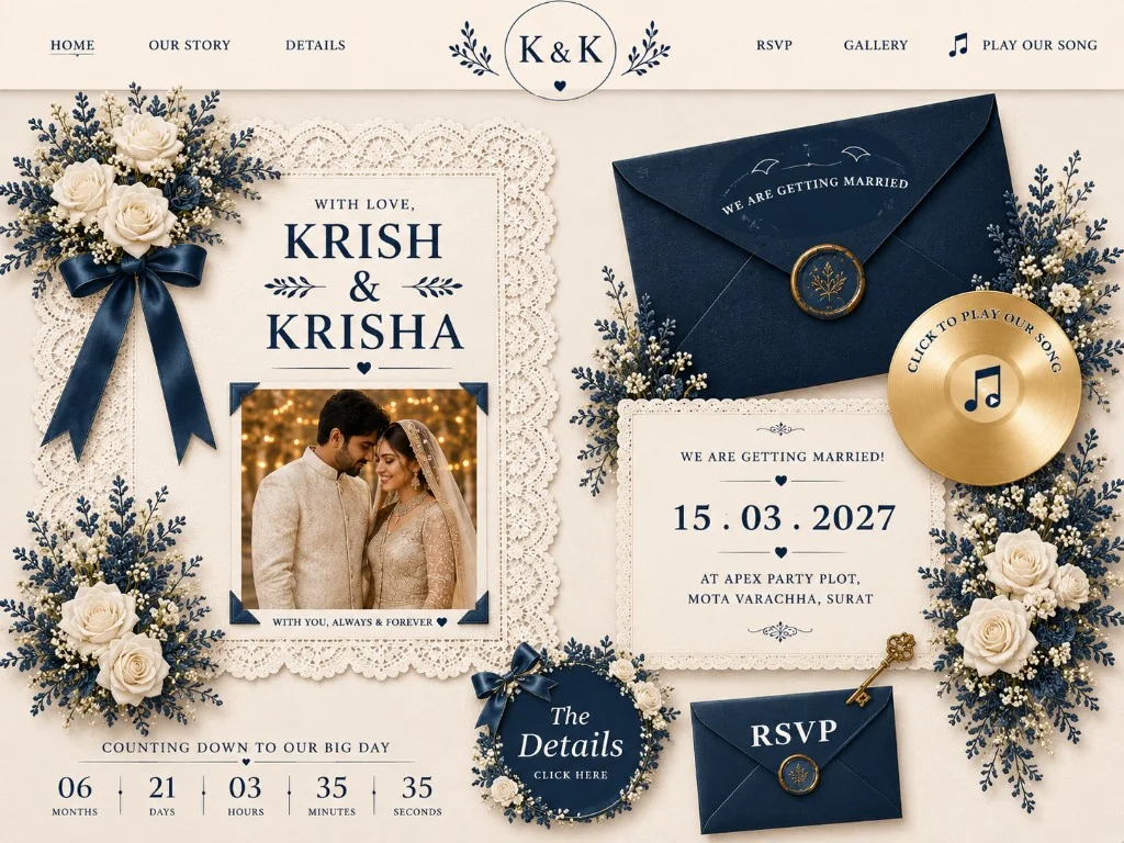 Midnight Ivory wedding invitation template